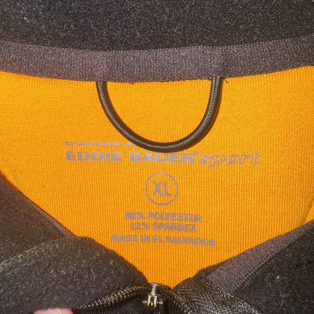 Eddie Bauer Sport Men 1/4 Zip Jacket Pullover Fleece Polartec Black Yellow Sz XL - Picture 3 of 8